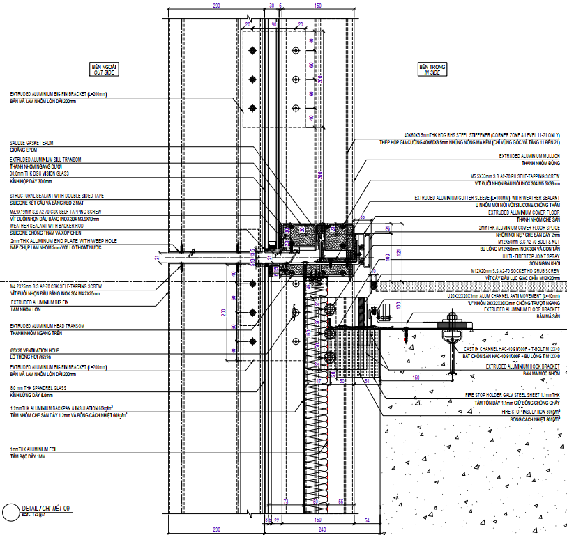 Mặt cắt bracket nan nhôm lớn tại Metropole