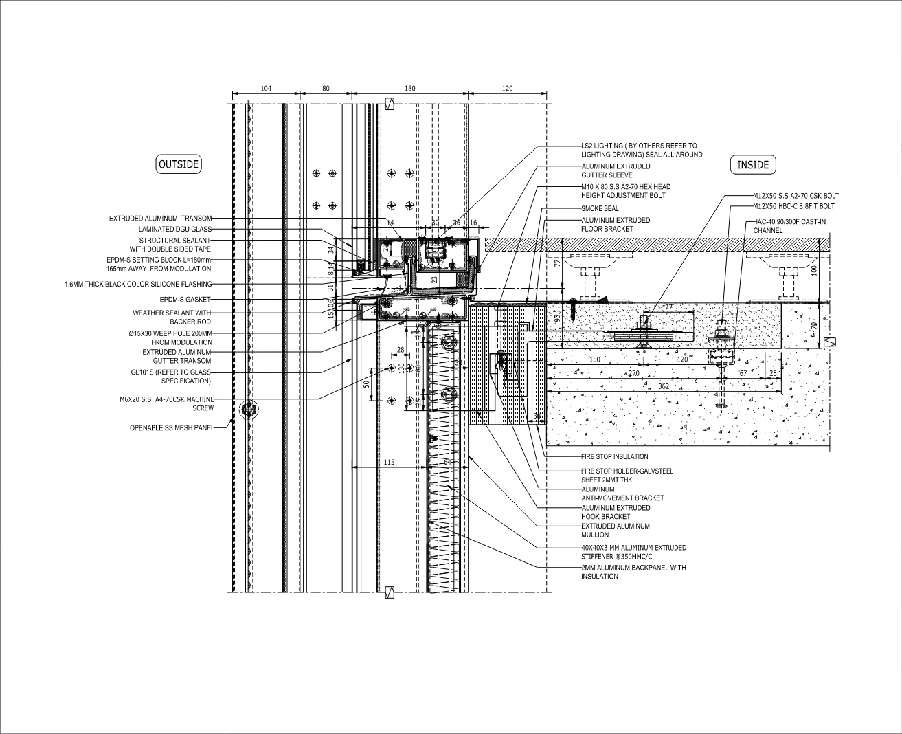 Mặt cắt mối nối sàn Techcombank Tower TP.HCM