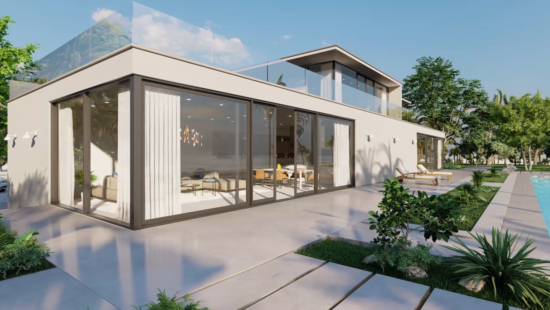 Cửa trượt nhôm cách nhiệt lắp đặt tại biệt thự