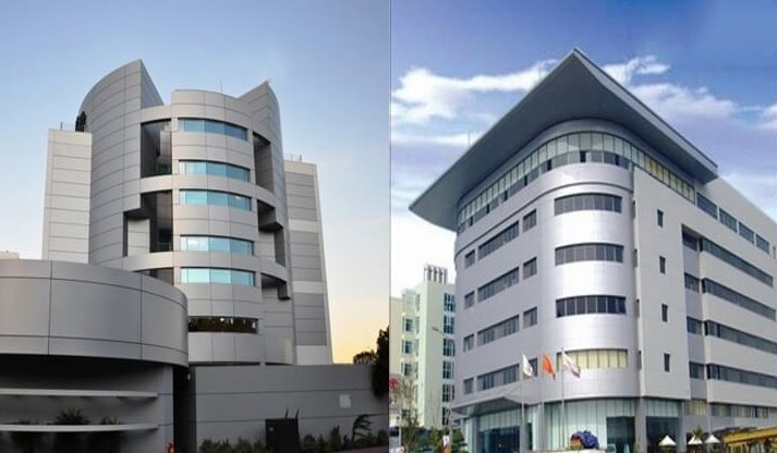 Nhôm ốp mặt tiền công trình cao tầng