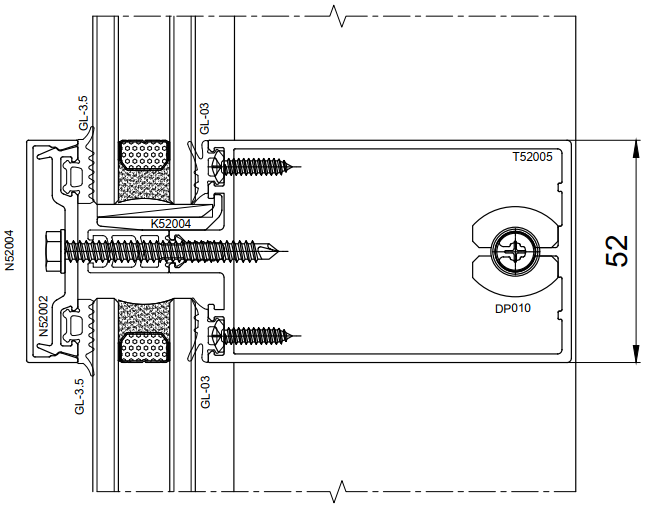 Mặt cắt transom hệ vách dựng có nắp trang trí